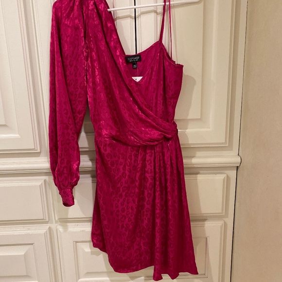 Topshop One Shoulder Drop Jacquard Dress - Picture 2 of 3